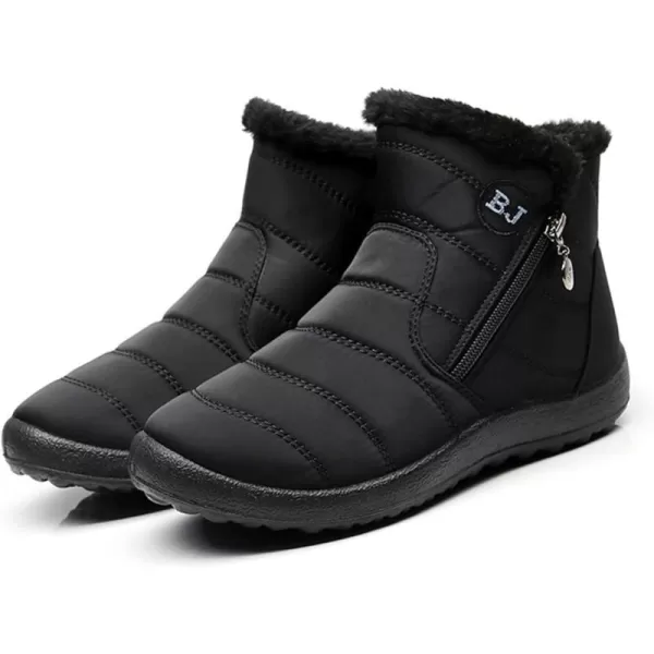 Lazzy Womens Winter Snow Boots Faux Fur Ankle Booties Velour Cuff Sock Knit Boots Anti Skid Warm Booties for Indoor OutdoorBlack
