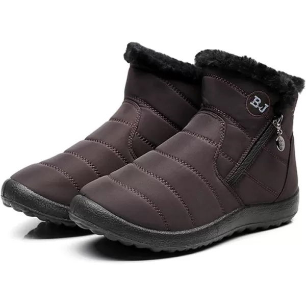 Lazzy Womens Winter Snow Boots Faux Fur Ankle Booties Velour Cuff Sock Knit Boots Anti Skid Warm Booties for Indoor OutdoorCoffee