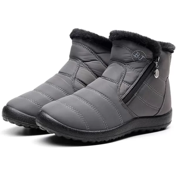 Lazzy Womens Winter Snow Boots Faux Fur Ankle Booties Velour Cuff Sock Knit Boots Anti Skid Warm Booties for Indoor OutdoorGrey