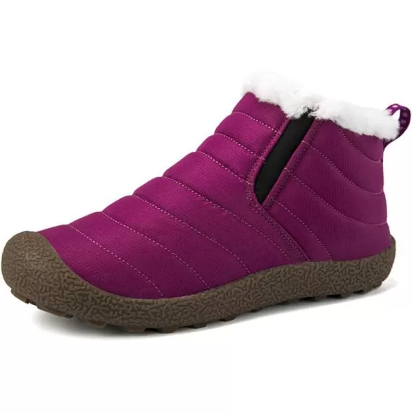 Lazzy Womens Winter Snow Boots Faux Fur Ankle Booties Velour Cuff Sock Knit Boots Anti Skid Warm Booties for Indoor OutdoorPurpley