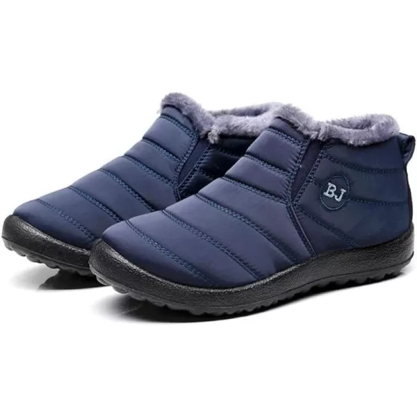 Lazzy Womens Winter Snow Boots Faux Fur Velcro Ankle Short Booties AntiSlip Velour Cuff Sock Knit Boots for Indoor Outdoor navy Size 11Navy