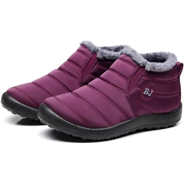 Lazzy Womens Winter Snow Boots Faux Fur Velcro Ankle Short Booties AntiSlip Velour Cuff Sock Knit Boots for Indoor Outdoor navy Size 11Purple