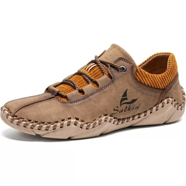 Mens Casual Shoes Fashion Sneakers Leather Oxfords Work Shoe Sneaker for MenKhaki
