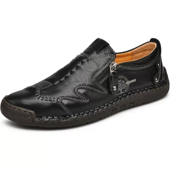 Mens Loafers Shoes Causal Slip On Loafers Leather Driving Oxfords Shoes Handmade Flats Classic Comfortable Work Shoes for Men OutdoorBlack