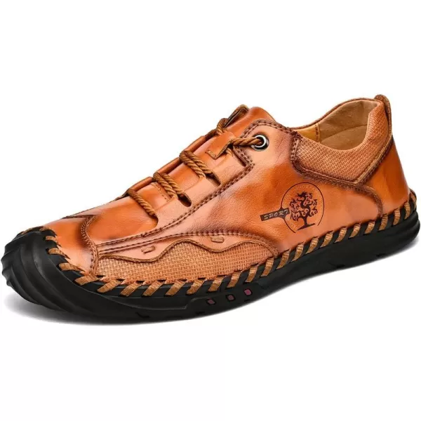 Mens Shoes Casual Fashion Oxfords Shoes LaceUp Leather Driving Shoes Comfortable Work Dress Walking Shoes for Men OutdoorRedBrown