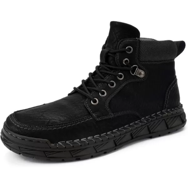 zevanjewel Mens Casual Chukka Boots Fashion Dress Boots Motorcycle Combat Leather Ankle BootBlack