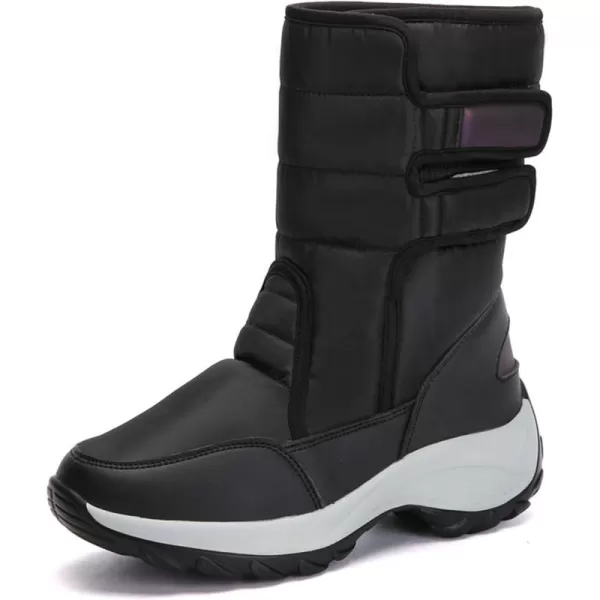 zevanjewel Womens Warm Winter Snow Boots Waterproof Mid Calf Boots AntiSlip Winter Shoes Faux Fur Lined BootiesBlack