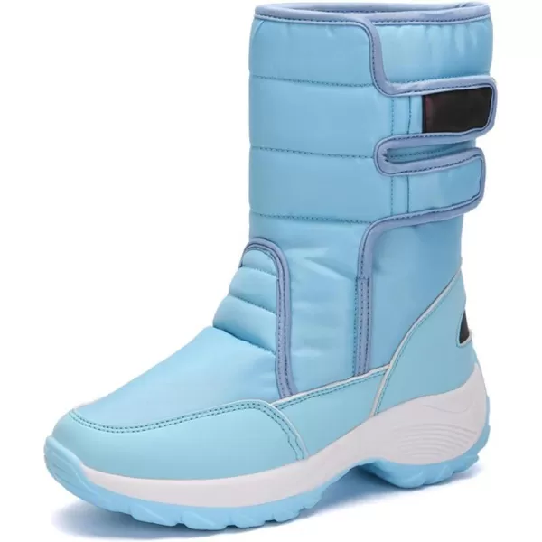 zevanjewel Womens Warm Winter Snow Boots Waterproof Mid Calf Boots AntiSlip Winter Shoes Faux Fur Lined BootiesBlue