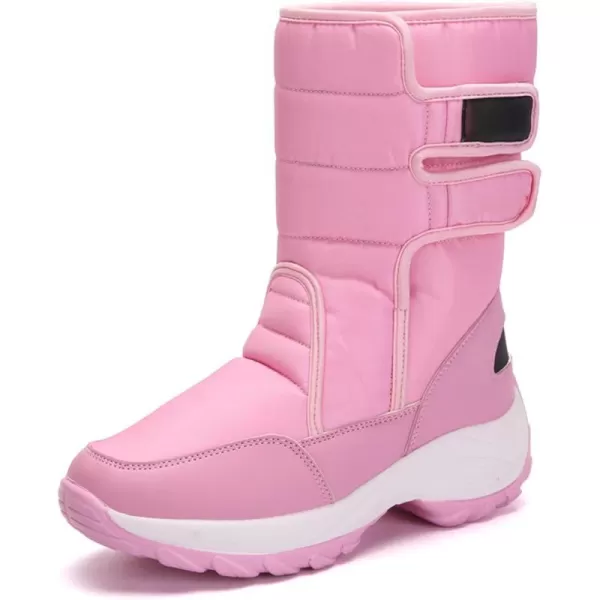 zevanjewel Womens Warm Winter Snow Boots Waterproof Mid Calf Boots AntiSlip Winter Shoes Faux Fur Lined BootiesPink