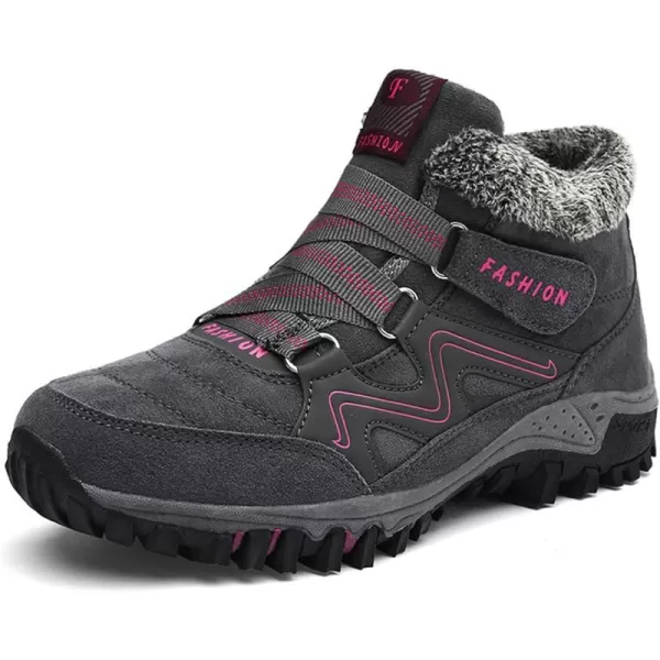 zevanjewel Womens Winter Shoes Snow Boots Fur Lined Ankle Booties Non Slip Outdoor Trekking Hiking Boot Warm Causal Shoes for WomenGrey