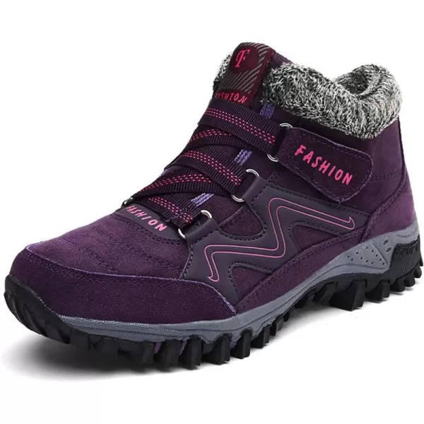 zevanjewel Womens Winter Shoes Snow Boots Fur Lined Ankle Booties Non Slip Outdoor Trekking Hiking Boot Warm Causal Shoes for WomenPurple