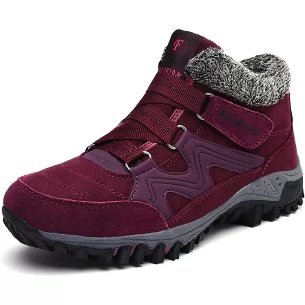 zevanjewel Womens Winter Shoes Snow Boots Fur Lined Ankle Booties Non Slip Outdoor Trekking Hiking Boot Warm Causal Shoes for WomenRed