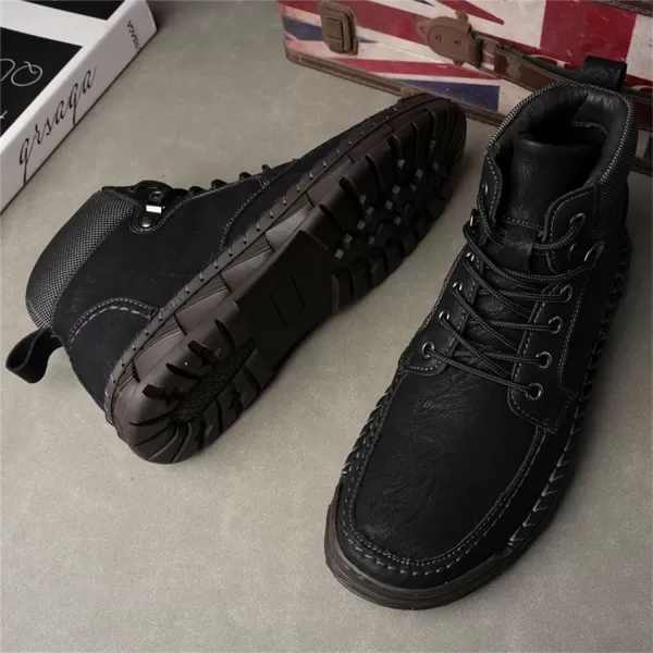 zevanjewel Mens Casual Chukka Boots Fashion Dress Boots Motorcycle Combat Leather Ankle BootBlack