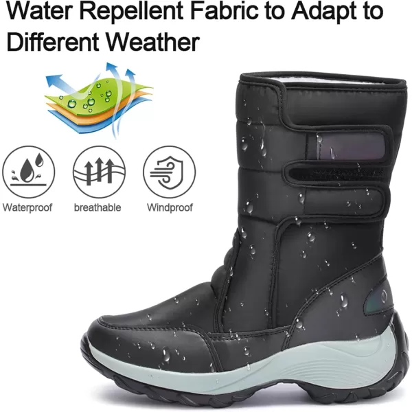 zevanjewel Womens Warm Winter Snow Boots Waterproof Mid Calf Boots AntiSlip Winter Shoes Faux Fur Lined BootiesBlack