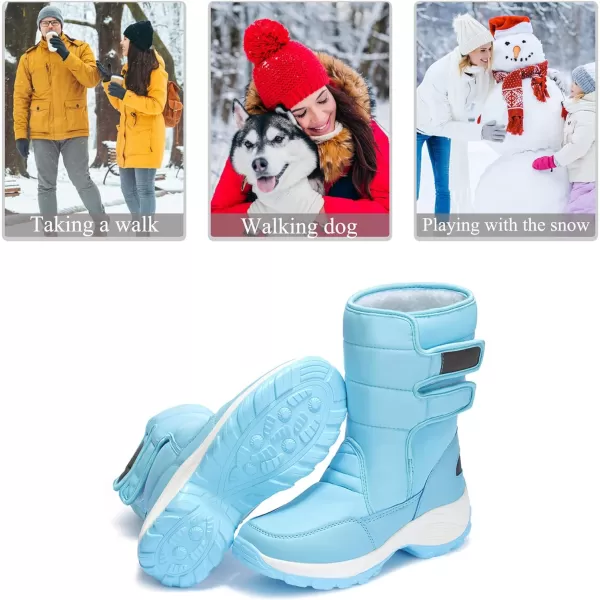 zevanjewel Womens Warm Winter Snow Boots Waterproof Mid Calf Boots AntiSlip Winter Shoes Faux Fur Lined BootiesBlue
