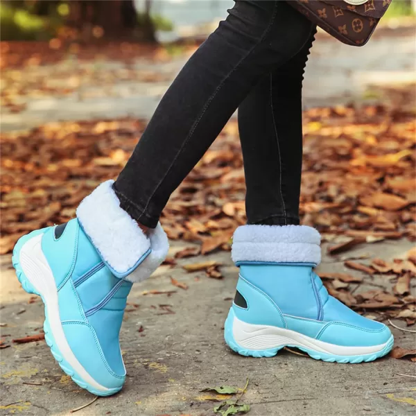 zevanjewel Womens Warm Winter Snow Boots Waterproof Mid Calf Boots AntiSlip Winter Shoes Faux Fur Lined BootiesBlue