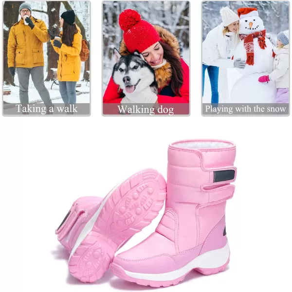 zevanjewel Womens Warm Winter Snow Boots Waterproof Mid Calf Boots AntiSlip Winter Shoes Faux Fur Lined BootiesPink