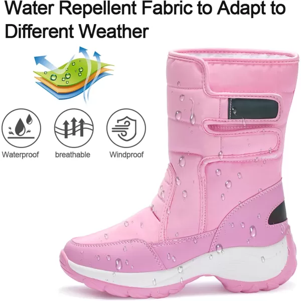 zevanjewel Womens Warm Winter Snow Boots Waterproof Mid Calf Boots AntiSlip Winter Shoes Faux Fur Lined BootiesPink