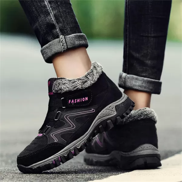 zevanjewel Womens Winter Shoes Snow Boots Fur Lined Ankle Booties Non Slip Outdoor Trekking Hiking Boot Warm Causal Shoes for WomenBlack