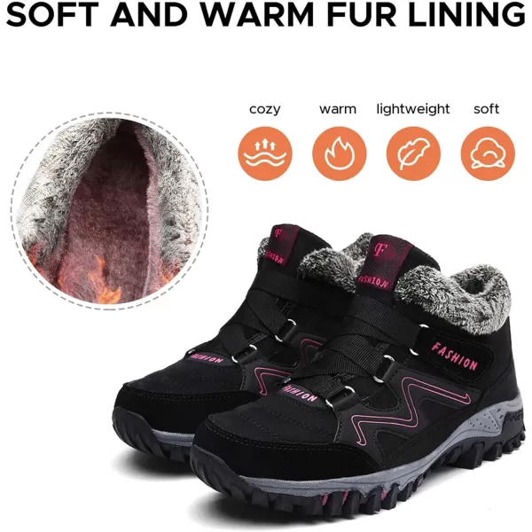 zevanjewel Womens Winter Shoes Snow Boots Fur Lined Ankle Booties Non Slip Outdoor Trekking Hiking Boot Warm Causal Shoes for WomenBlack