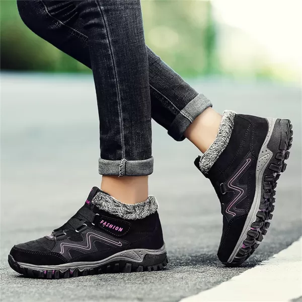 zevanjewel Womens Winter Shoes Snow Boots Fur Lined Ankle Booties Non Slip Outdoor Trekking Hiking Boot Warm Causal Shoes for WomenBlack