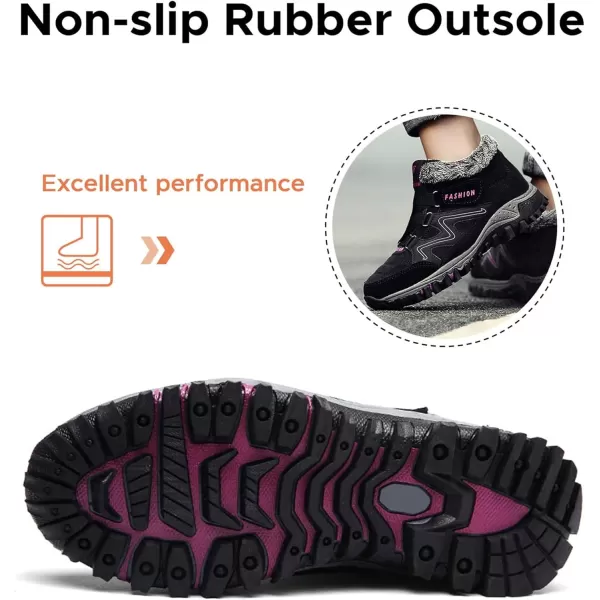 zevanjewel Womens Winter Shoes Snow Boots Fur Lined Ankle Booties Non Slip Outdoor Trekking Hiking Boot Warm Causal Shoes for WomenBlack