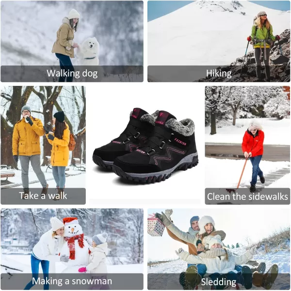 zevanjewel Womens Winter Shoes Snow Boots Fur Lined Ankle Booties Non Slip Outdoor Trekking Hiking Boot Warm Causal Shoes for WomenBlack