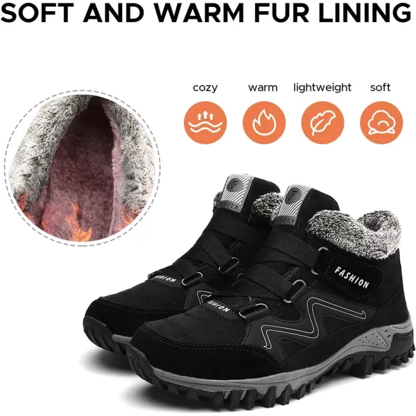 zevanjewel Womens Winter Shoes Snow Boots Fur Lined Ankle Booties Non Slip Outdoor Trekking Hiking Boot Warm Causal Shoes for WomenBlack1