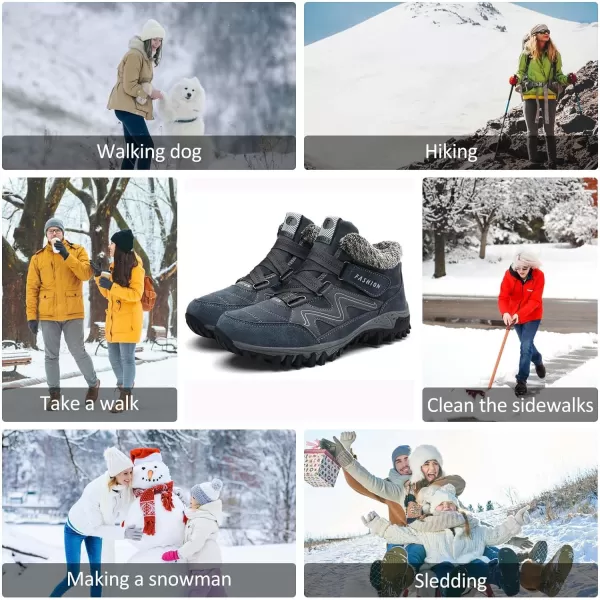zevanjewel Womens Winter Shoes Snow Boots Fur Lined Ankle Booties Non Slip Outdoor Trekking Hiking Boot Warm Causal Shoes for WomenBlue