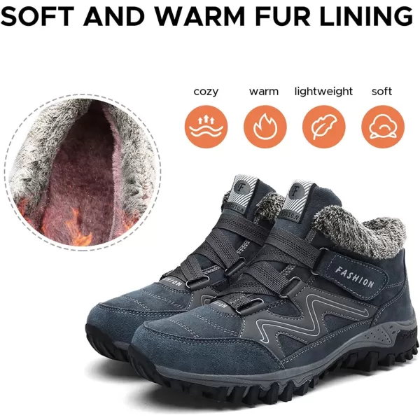 zevanjewel Womens Winter Shoes Snow Boots Fur Lined Ankle Booties Non Slip Outdoor Trekking Hiking Boot Warm Causal Shoes for WomenBlue