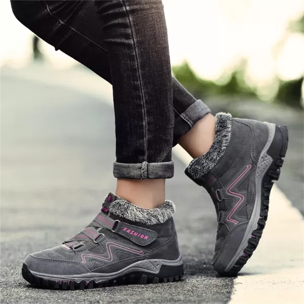 zevanjewel Womens Winter Shoes Snow Boots Fur Lined Ankle Booties Non Slip Outdoor Trekking Hiking Boot Warm Causal Shoes for WomenGrey