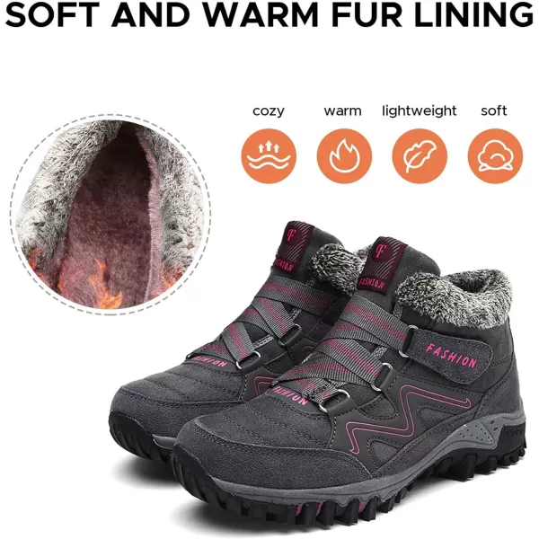 zevanjewel Womens Winter Shoes Snow Boots Fur Lined Ankle Booties Non Slip Outdoor Trekking Hiking Boot Warm Causal Shoes for WomenGrey