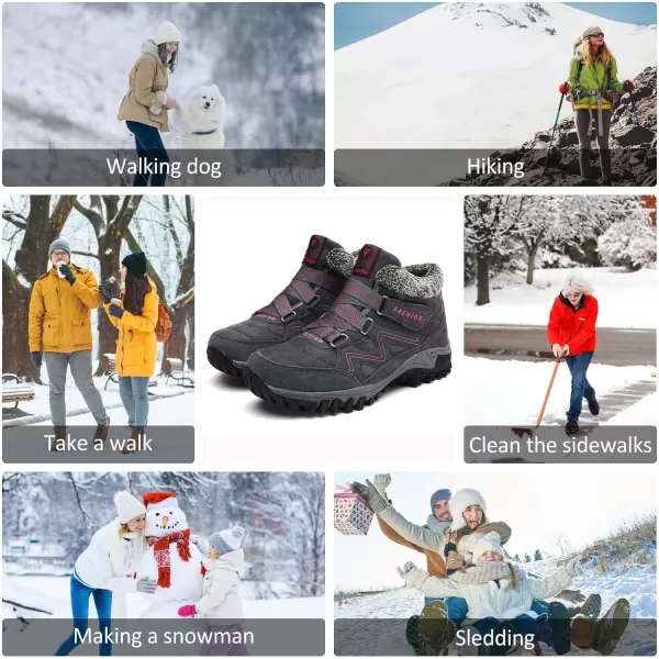 zevanjewel Womens Winter Shoes Snow Boots Fur Lined Ankle Booties Non Slip Outdoor Trekking Hiking Boot Warm Causal Shoes for WomenGrey