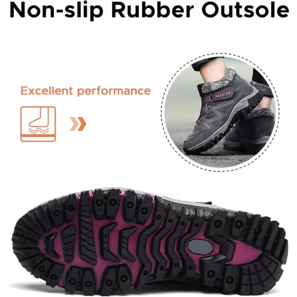 zevanjewel Womens Winter Shoes Snow Boots Fur Lined Ankle Booties Non Slip Outdoor Trekking Hiking Boot Warm Causal Shoes for WomenGrey