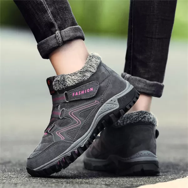 zevanjewel Womens Winter Shoes Snow Boots Fur Lined Ankle Booties Non Slip Outdoor Trekking Hiking Boot Warm Causal Shoes for WomenGrey