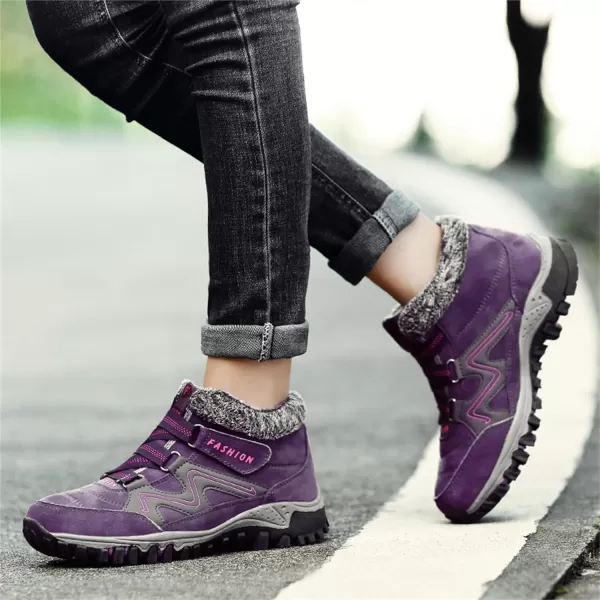 zevanjewel Womens Winter Shoes Snow Boots Fur Lined Ankle Booties Non Slip Outdoor Trekking Hiking Boot Warm Causal Shoes for WomenPurple