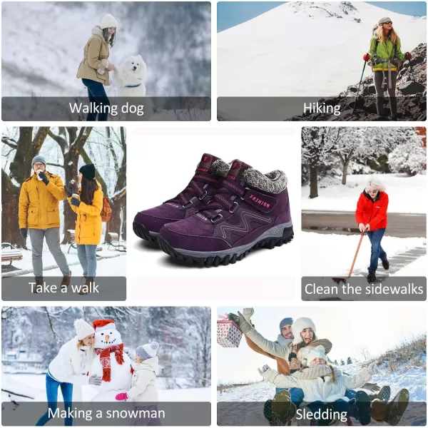 zevanjewel Womens Winter Shoes Snow Boots Fur Lined Ankle Booties Non Slip Outdoor Trekking Hiking Boot Warm Causal Shoes for WomenPurple