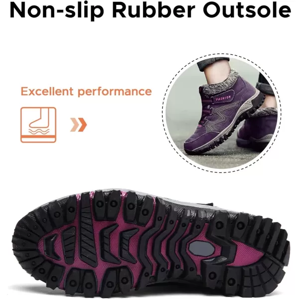 zevanjewel Womens Winter Shoes Snow Boots Fur Lined Ankle Booties Non Slip Outdoor Trekking Hiking Boot Warm Causal Shoes for WomenPurple