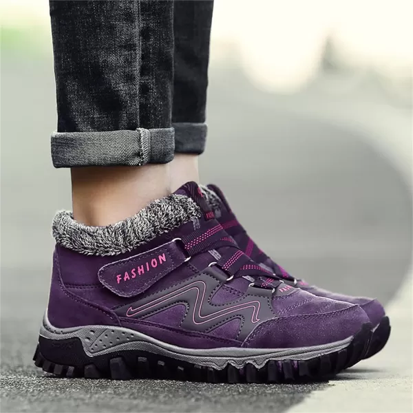 zevanjewel Womens Winter Shoes Snow Boots Fur Lined Ankle Booties Non Slip Outdoor Trekking Hiking Boot Warm Causal Shoes for WomenPurple