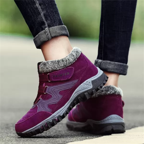 zevanjewel Womens Winter Shoes Snow Boots Fur Lined Ankle Booties Non Slip Outdoor Trekking Hiking Boot Warm Causal Shoes for WomenRed