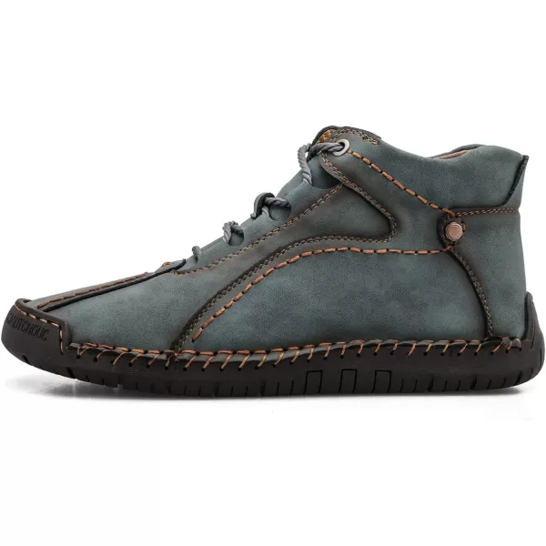 Dacomfy Casual Shoes for Men Pu Leather Chukka Boots Hand Stiching Mens Boots Fashion Sneakers Comfy Flat Outdoor Walking Driving Shoes Black Brown Blue GreenAgreen