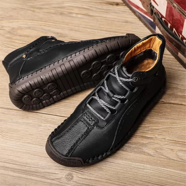 Dacomfy Casual Shoes for Men Pu Leather Chukka Boots Hand Stiching Mens Boots Fashion Sneakers Comfy Flat Outdoor Walking Driving Shoes Black Brown Blue GreenAblack