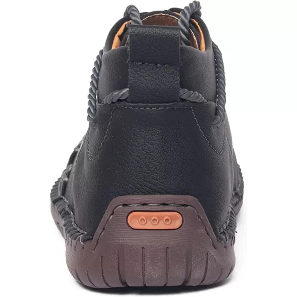 Dacomfy Casual Shoes for Men Pu Leather Chukka Boots Hand Stiching Mens Boots Fashion Sneakers Comfy Flat Outdoor Walking Driving Shoes Black Brown Blue GreenBlack