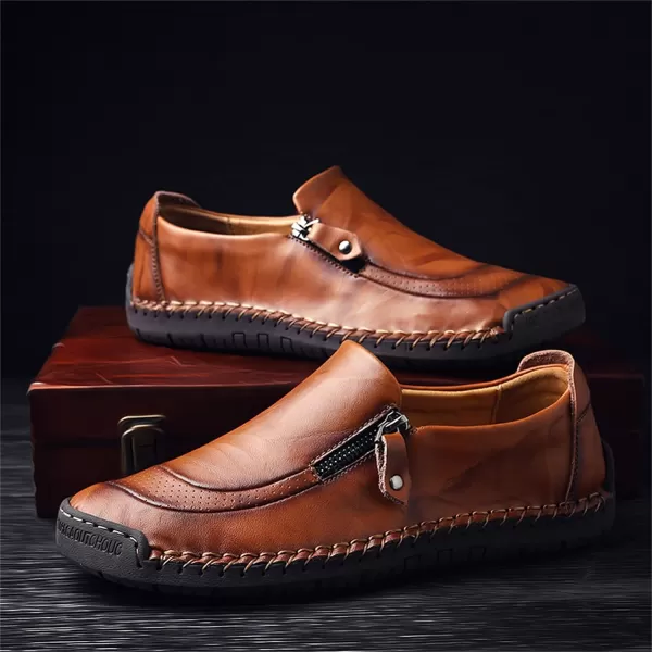 Dacomfy Mens Shoes Work Shoes for Men Leather Casual Slipon Loafers Shoes Comfortable Oxfords Loafers Shoes Business Dress Driving Shoes Walking for MenBrown