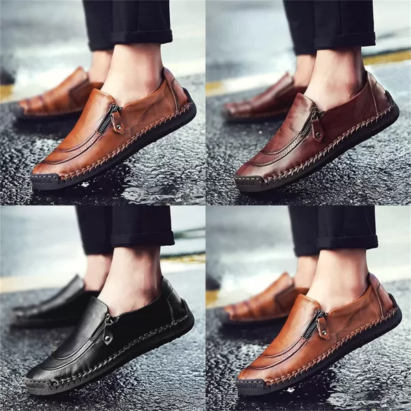 Dacomfy Mens Shoes Work Shoes for Men Leather Casual Slipon Loafers Shoes Comfortable Oxfords Loafers Shoes Business Dress Driving Shoes Walking for MenBrown