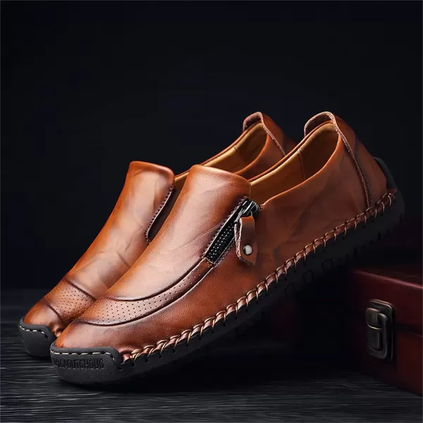 Dacomfy Mens Shoes Work Shoes for Men Leather Casual Slipon Loafers Shoes Comfortable Oxfords Loafers Shoes Business Dress Driving Shoes Walking for MenBrown