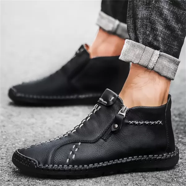 Lazzy Mens Casual Ankle Boots Leather Chukka Boot Comfortable Oxfords Dress Walking Shoes for MenBlack1