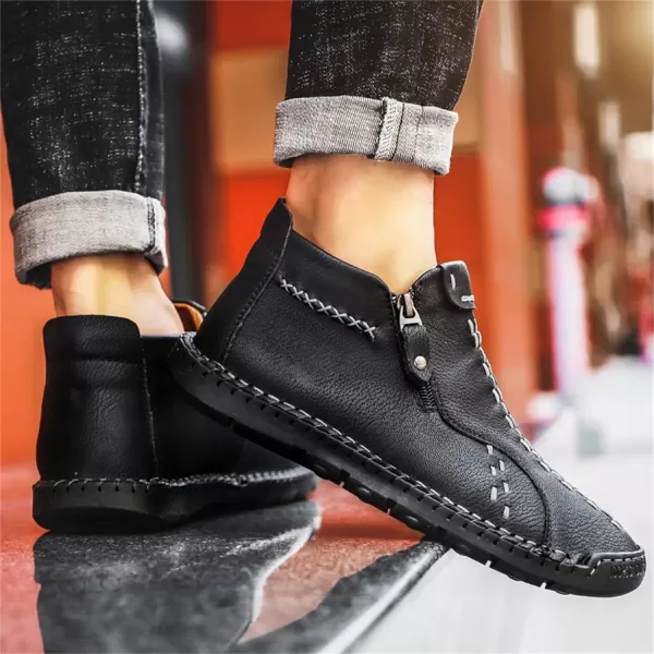 Lazzy Mens Casual Ankle Boots Leather Chukka Boot Comfortable Oxfords Dress Walking Shoes for MenBlack1