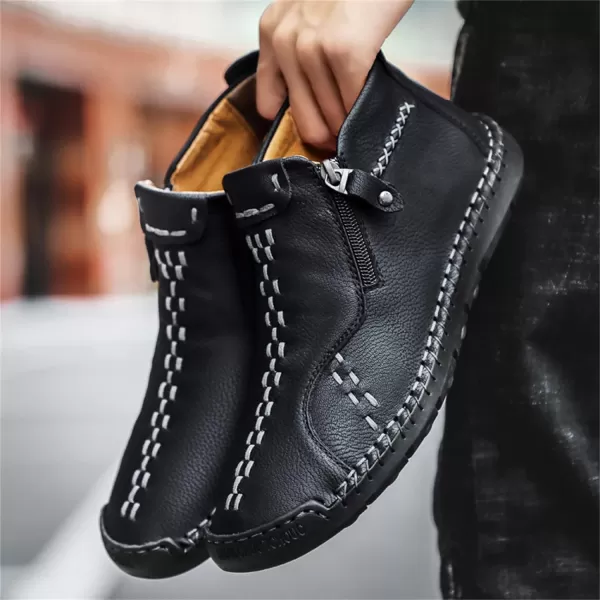 Lazzy Mens Casual Ankle Boots Leather Chukka Boot Comfortable Oxfords Dress Walking Shoes for MenBlack1