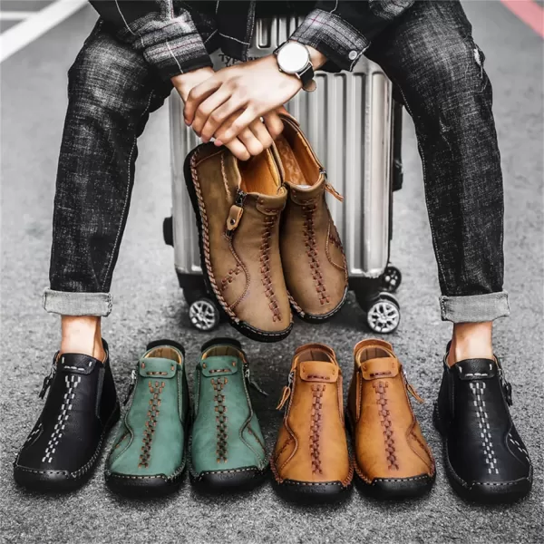 Lazzy Mens Casual Ankle Boots Leather Chukka Boot Comfortable Oxfords Dress Walking Shoes for MenBlack1